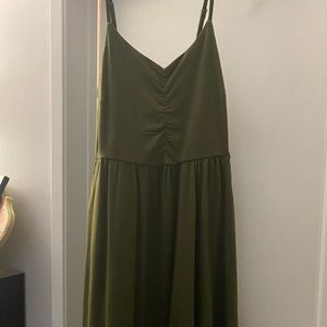 Olive green spaghetti strap dress